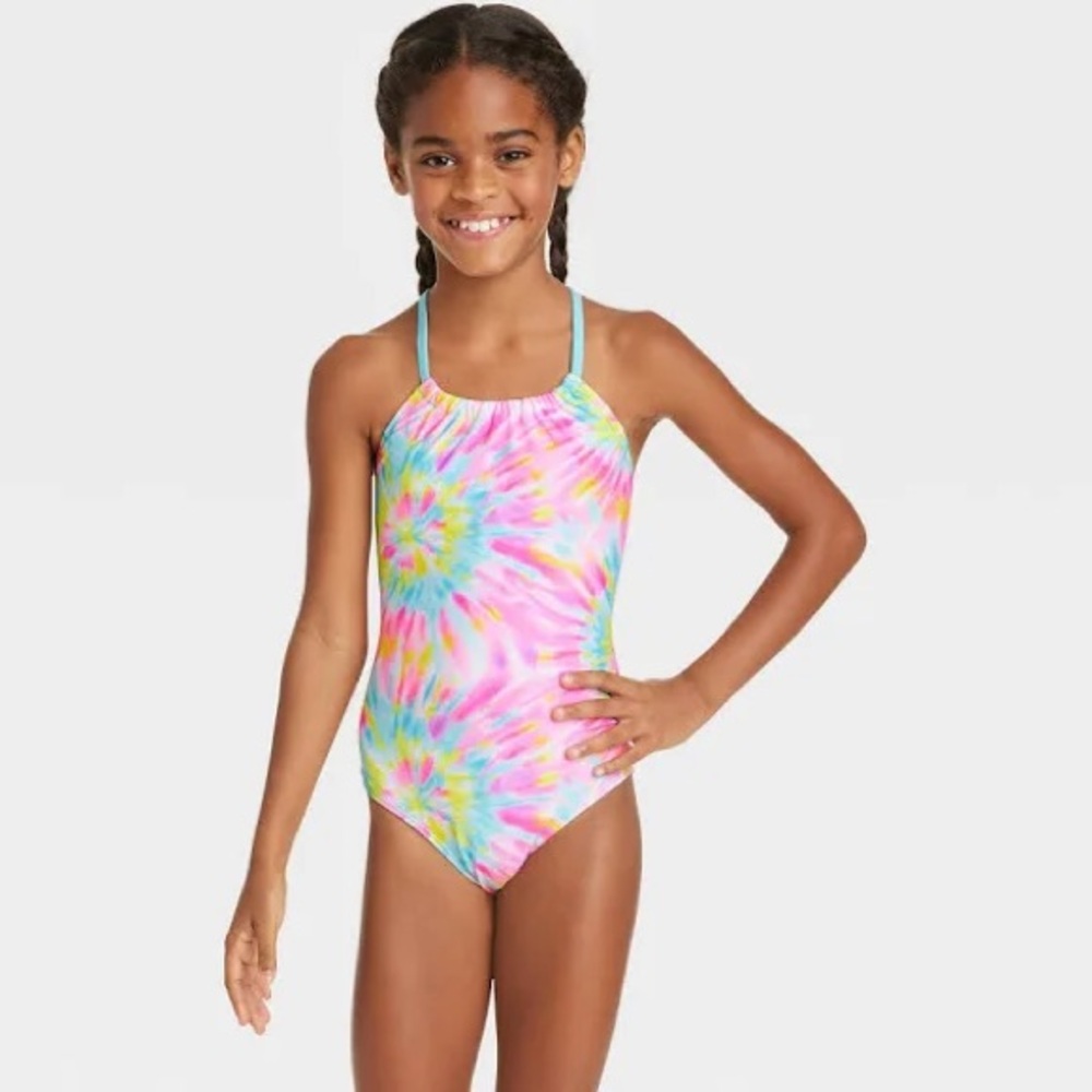 Cat & Jack Girls’ 2 Piece Swimsuit & Shorts Coverup Set - Multicolored S - Picture 3 of 6